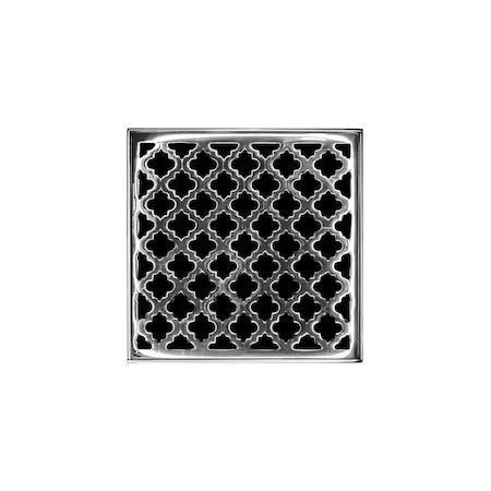 Infinity Drain 4"x4"Strainer W/ Moor Pattern DecPlate and 2"Throat-PS for MD 4 M_4_PS